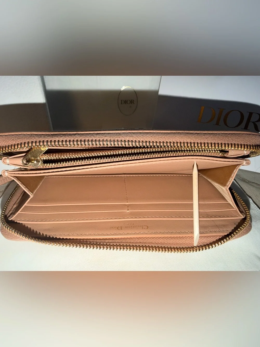Dior Zip-Around Leather Wallet in Blush Pink